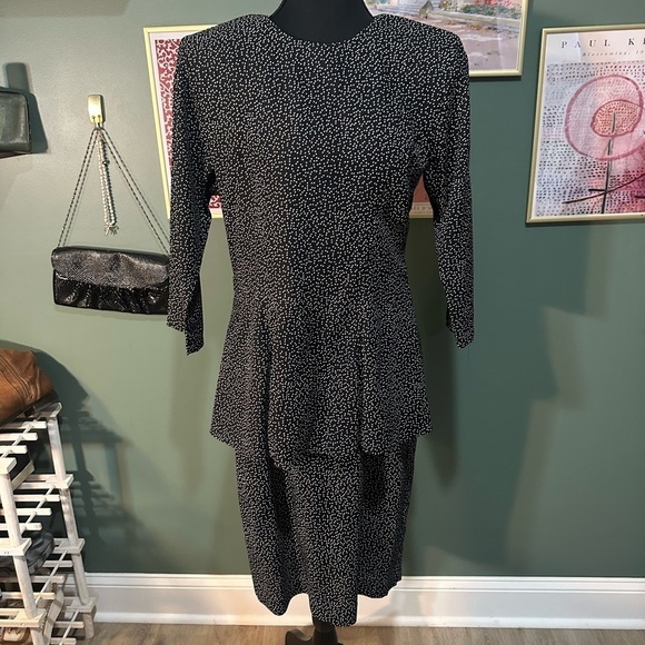 JK Klein Petites Dresses & Skirts - Vintage PJ Klein Petites Black & White Polka Dot Dress Made in USA Size Petite